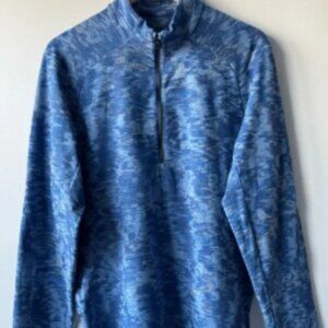 Lululemon Athletica Mens Surge Warm Half Zip Blue Camo Fleece Mens Size L